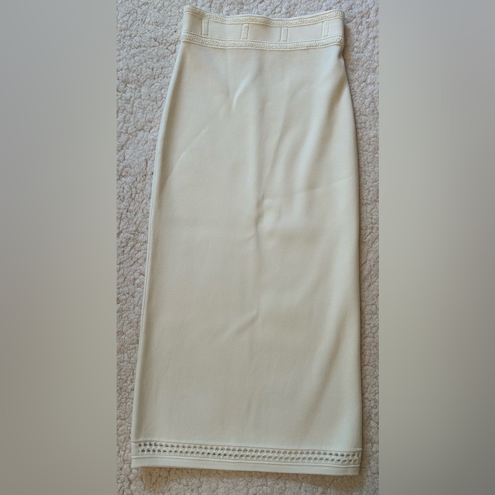 NWT ba&sh Womens Saturne Ivory Pencil Skirt Size XS Ribbed-Knit